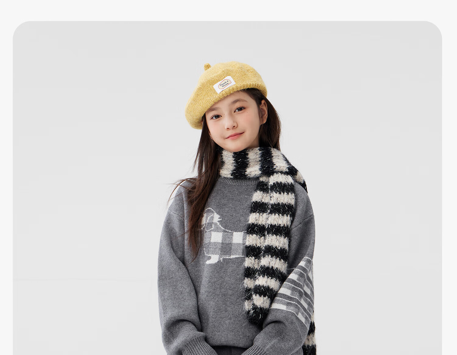 Zoxi Girls Sweater Autumn Winter Sausage Dog 2025 New Big Kids Warm Knitted Top Gray 150 20